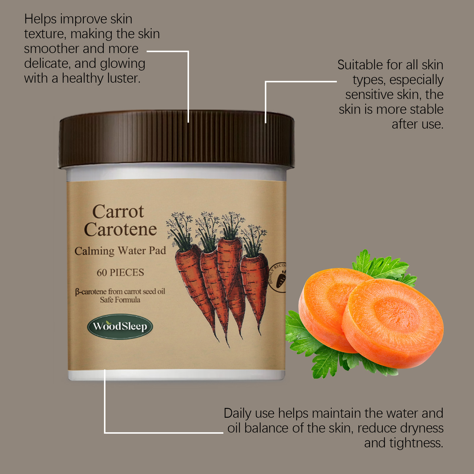 60PCS Carrot Carotene Face Pad - огляд і ціна Skincare Glad2Glow