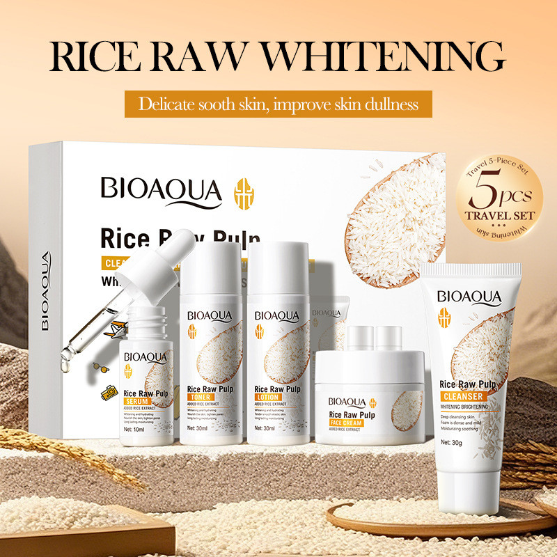 5pcs BIOAOUA Rice Raw Whitenin - огляд і ціна Skincare Glad2Glow