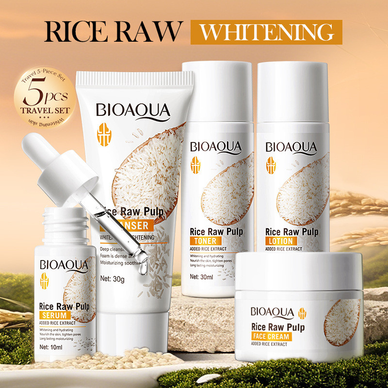 5pcs BIOAOUA Rice Raw Whitenin - огляд і ціна Skincare Glad2Glow